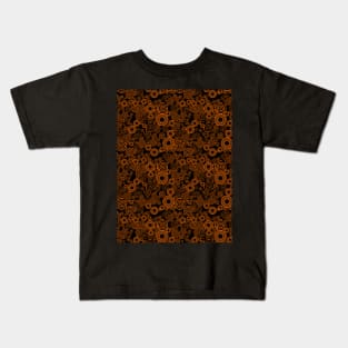 Orange and Black Spiral Pattern Kids T-Shirt
